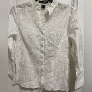 Willi Smith White Textured women’s Button Down Shirt( size: s)